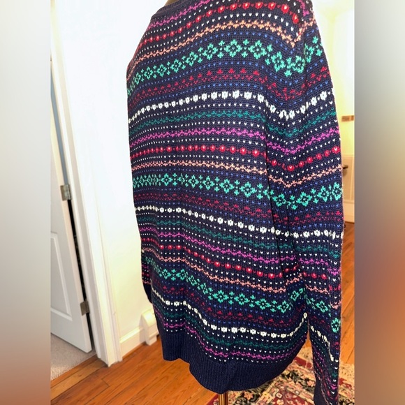 🔥Talbots Lambswool Blend Cardigan Sweater Navy w/Multi-Color & Clear Sequins 1X - Picture 3 of 4